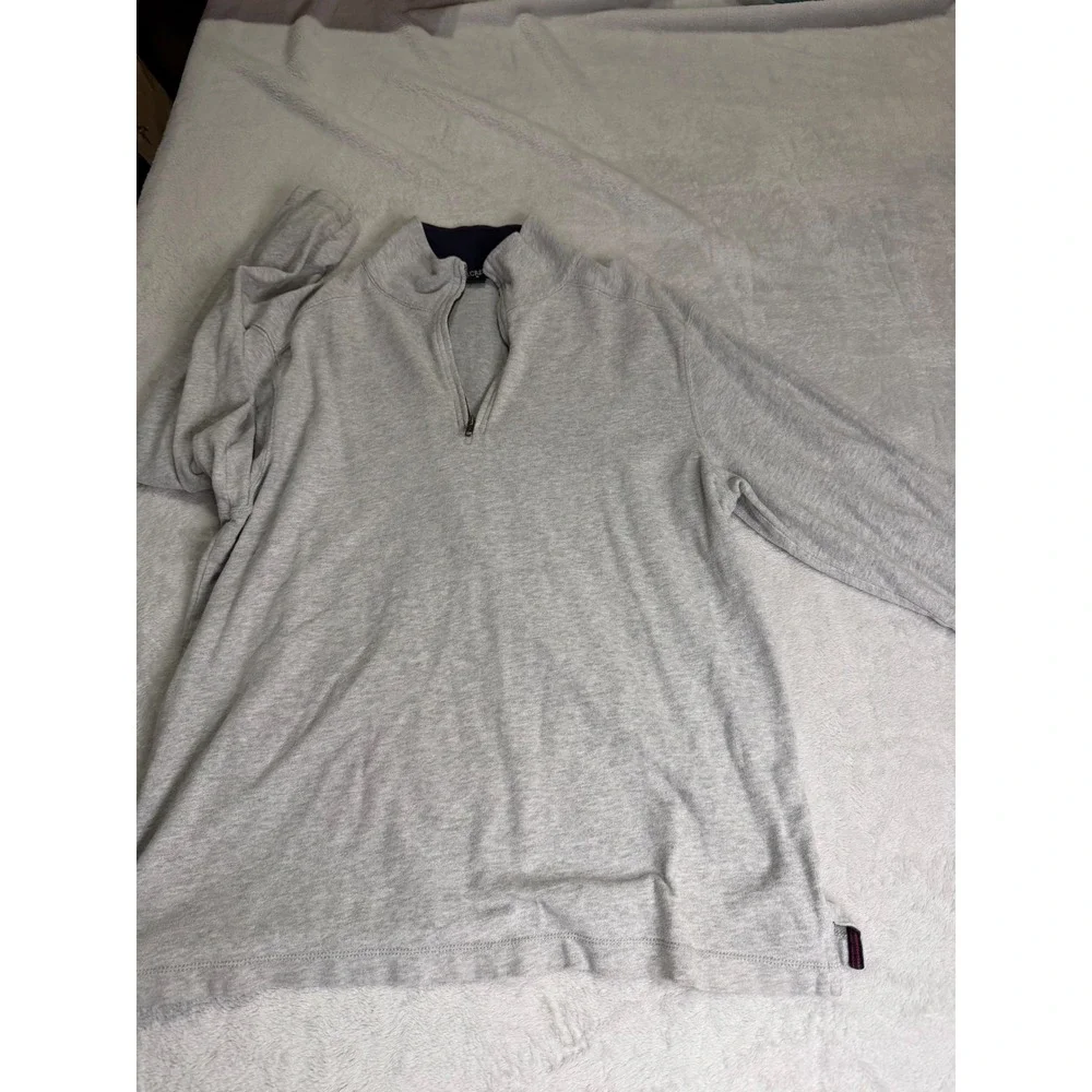 J.Crew Mens Medium Gray 100% Cotton Quarter Zip Pullover Sweater Heathered Navy